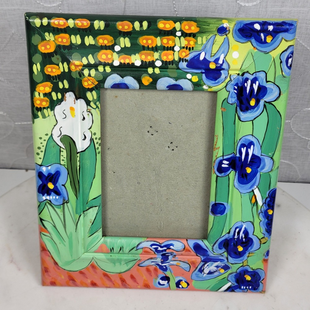 Iris Picture Frame 5x3 Handpainted Floral Garden Art Vincent Van Gogh Inspired - Picture 4 of 12